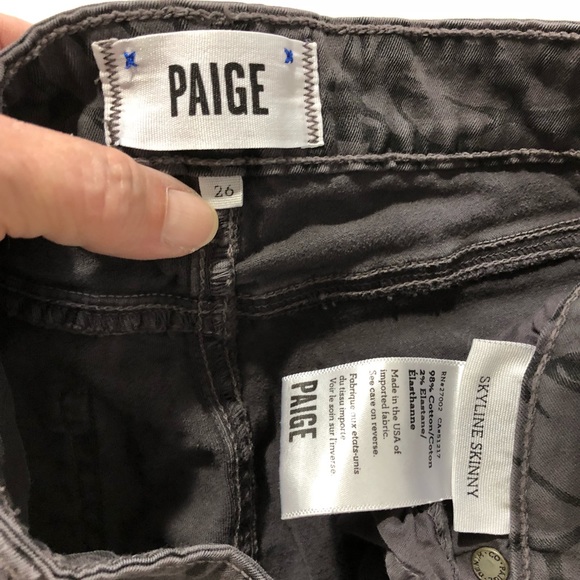 PAIGE Skyline Skinny Leaf Print Low Rise Jeans - Picture 6 of 8